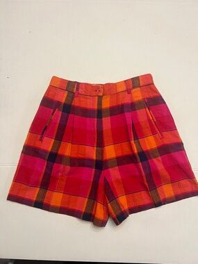 VINTAGE 90’s MILANO SPORT CHECKED HIGH WAISTED COTTON PLEATED SHORTS